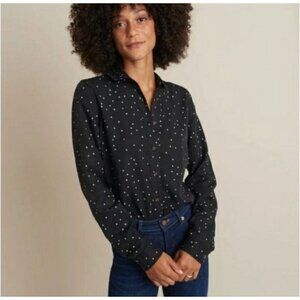 Marine Layer Sahara LS Starry Print Long Sleeve Black Shirt Relaxed Fit Large